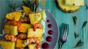 item-Grilled Pineapple and Shrimps on Rosemary Skewers