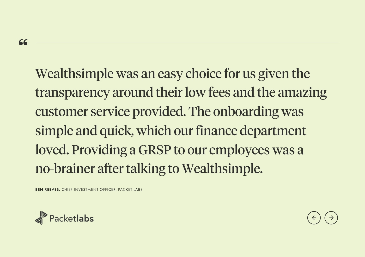 Wealthsimple testimonials