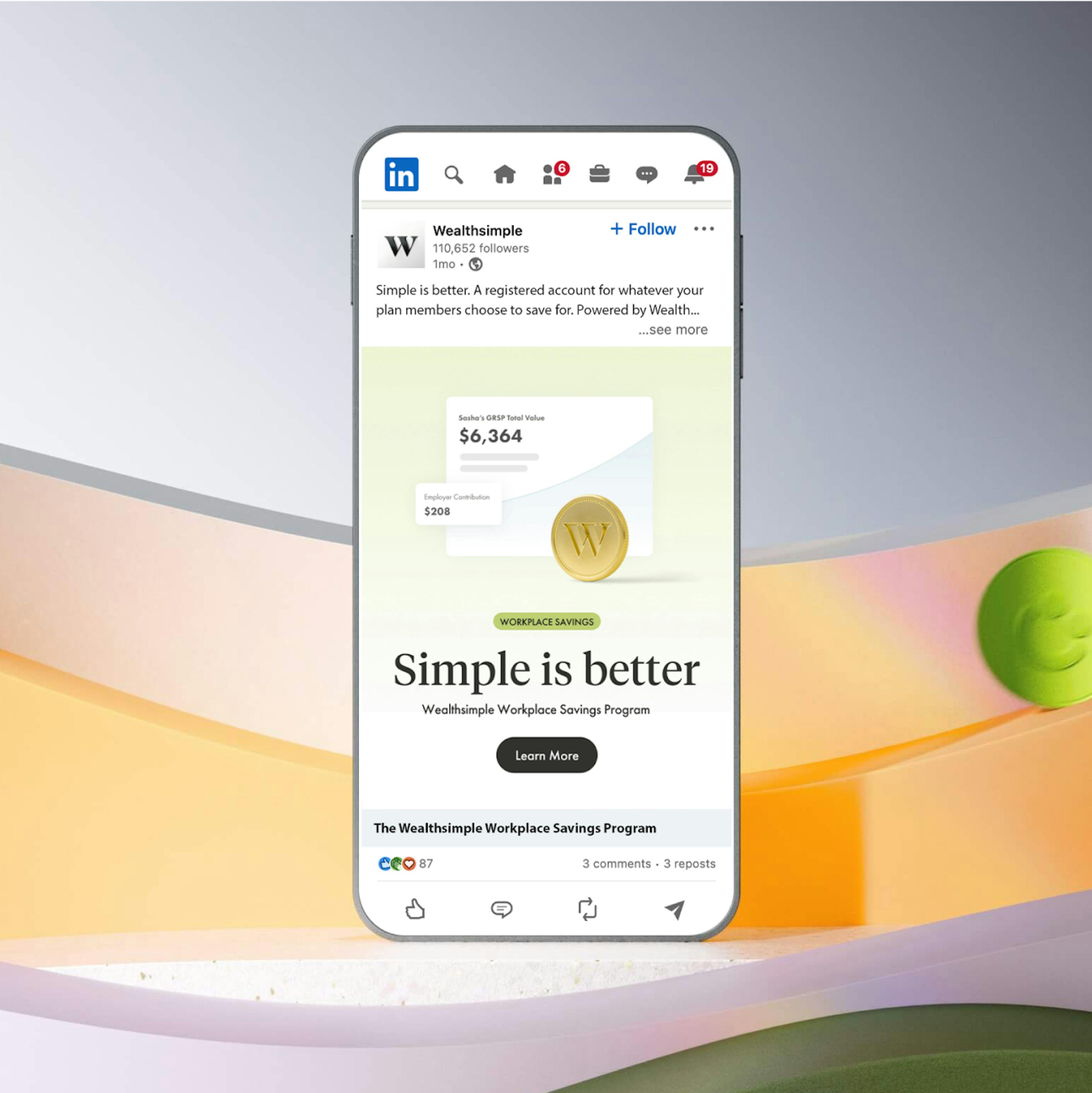 Wealthsimple ad on linkedin