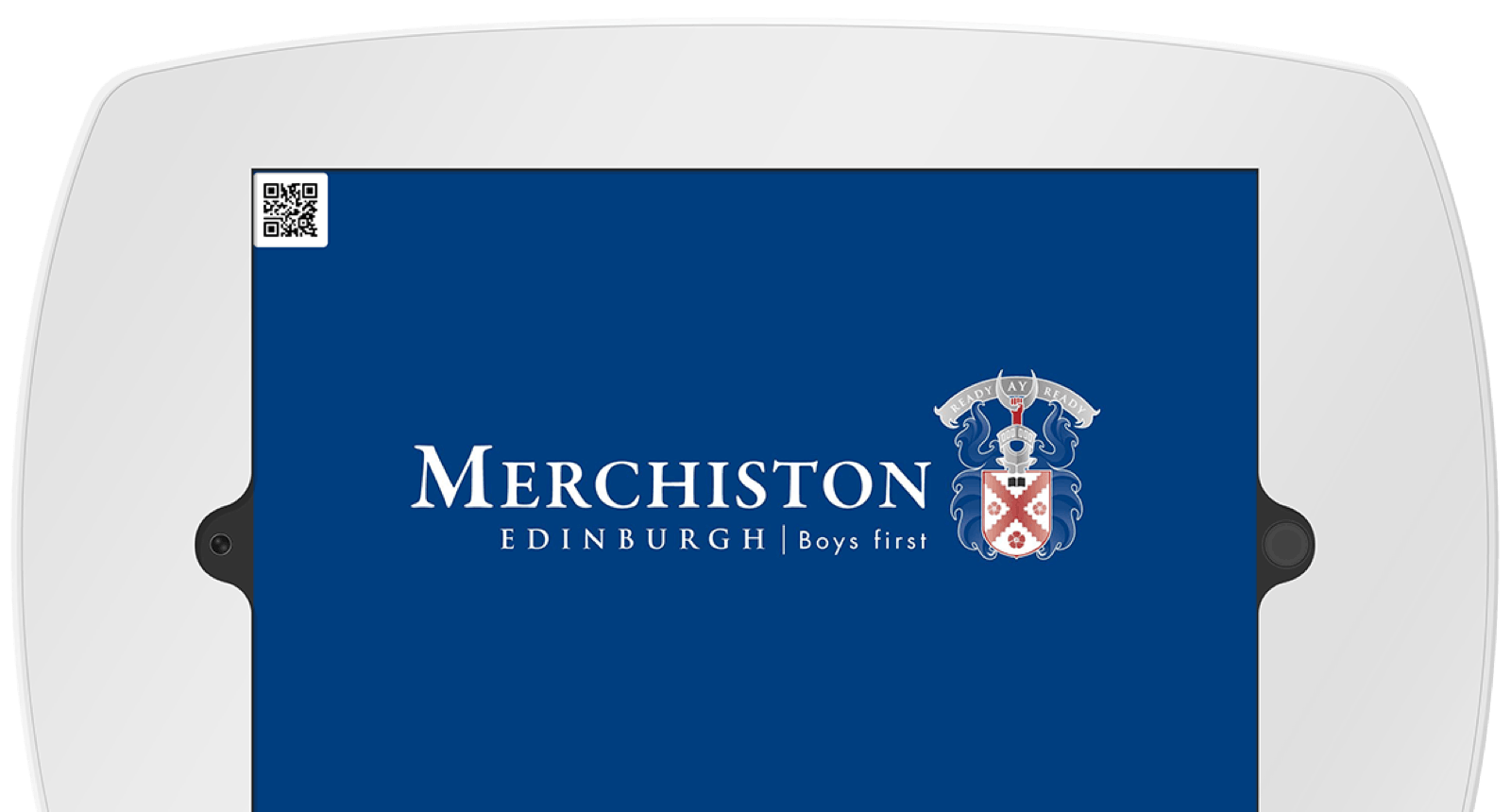 Tablet with Merchiston school logo sign in screen