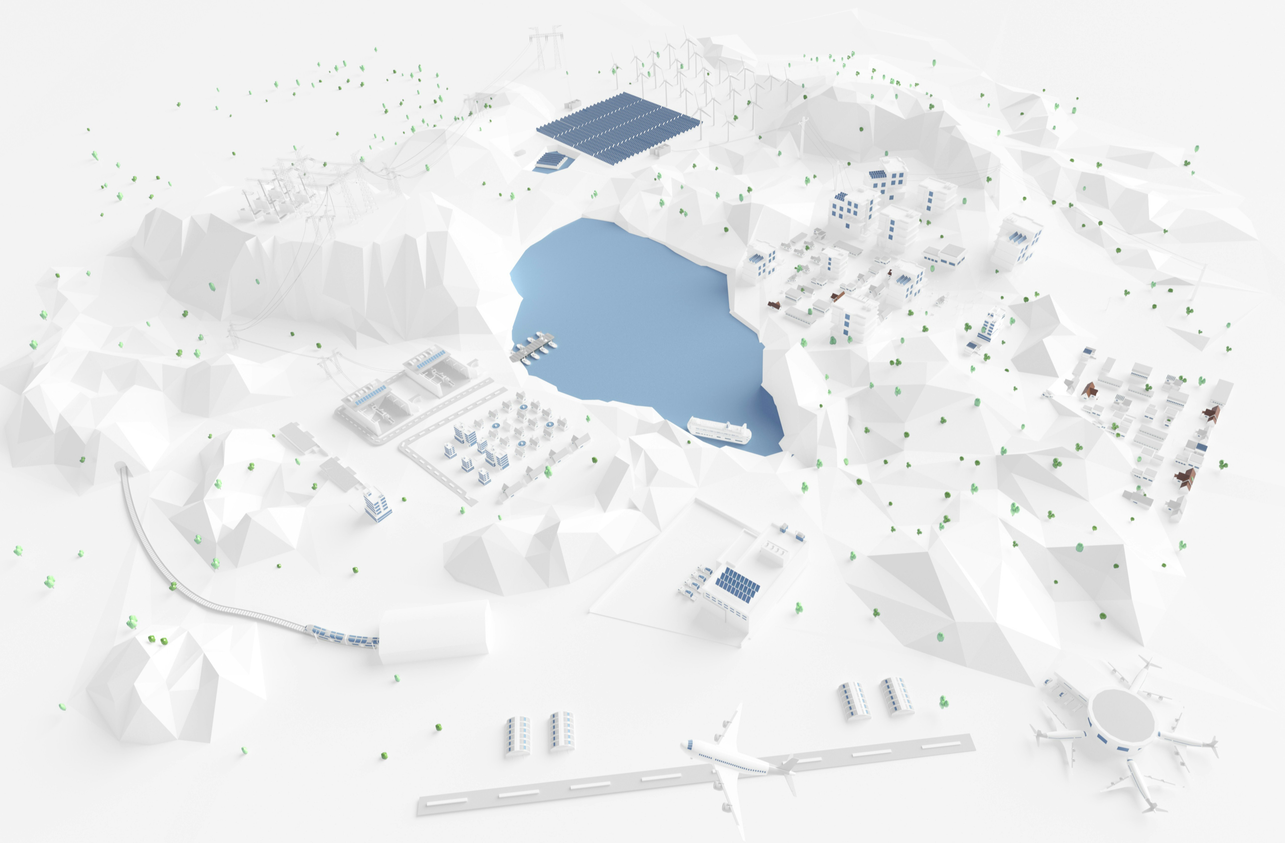 Schéma 3D symbolisant les différents domaines d'activité du Groupe Sicame