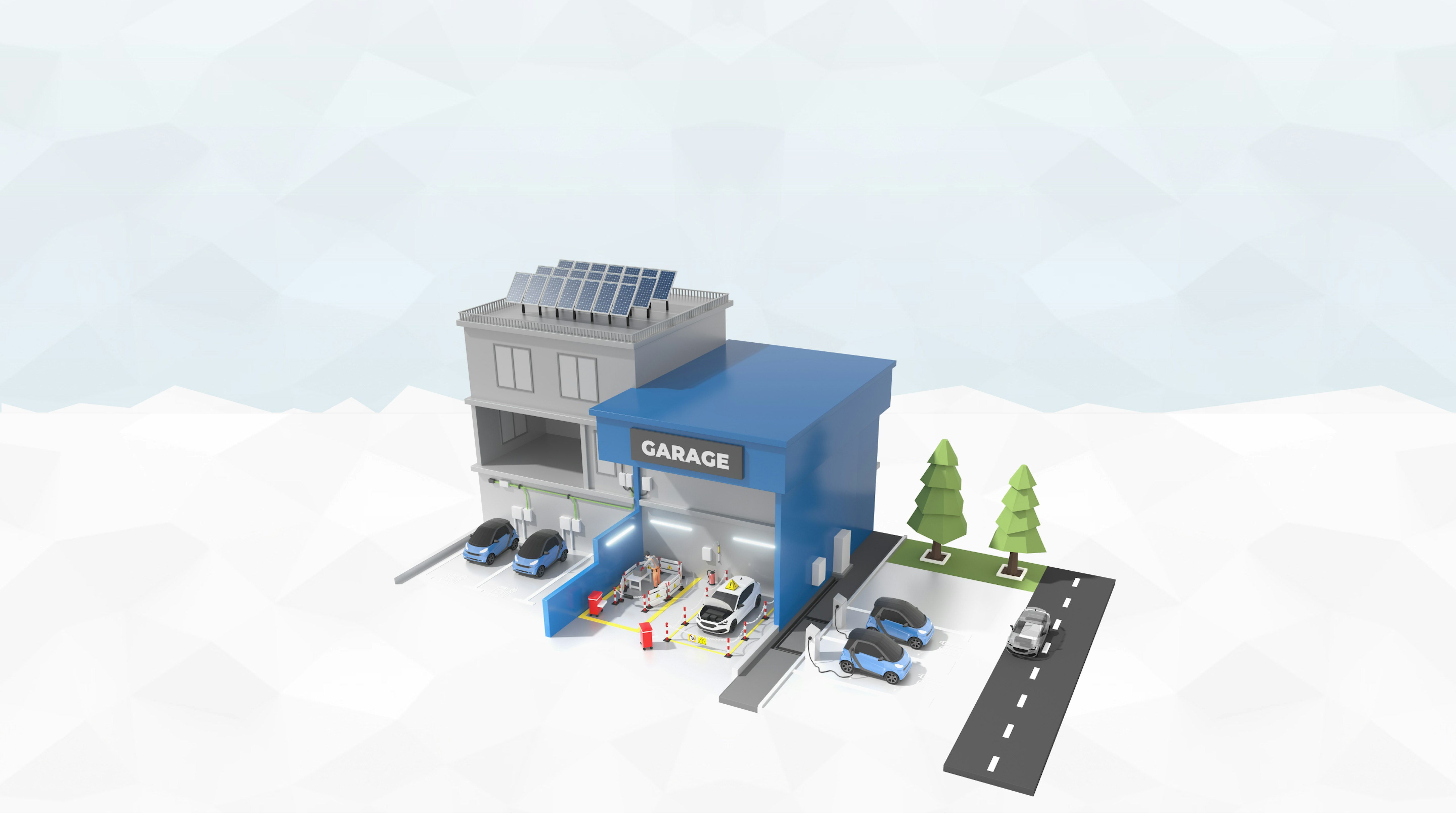 Imagen en 3D del sector de la electromovilidad