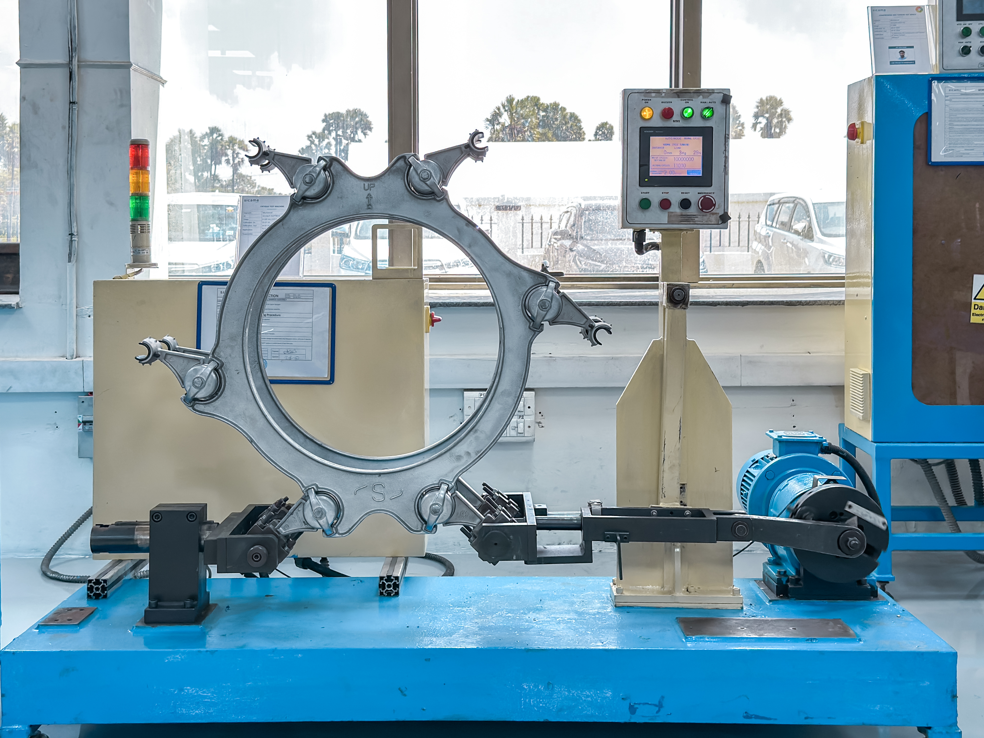 Mechanical testing of a product in Sicame India's laboratory