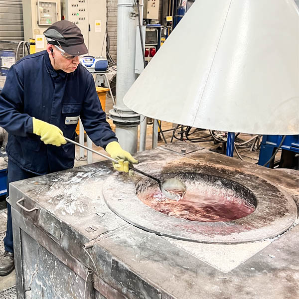 Technician working in a foundry