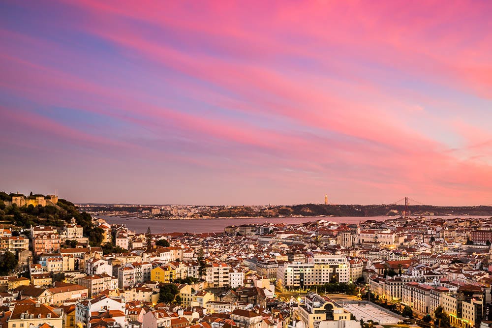 Miradouro da Senhora do Monte sunset.