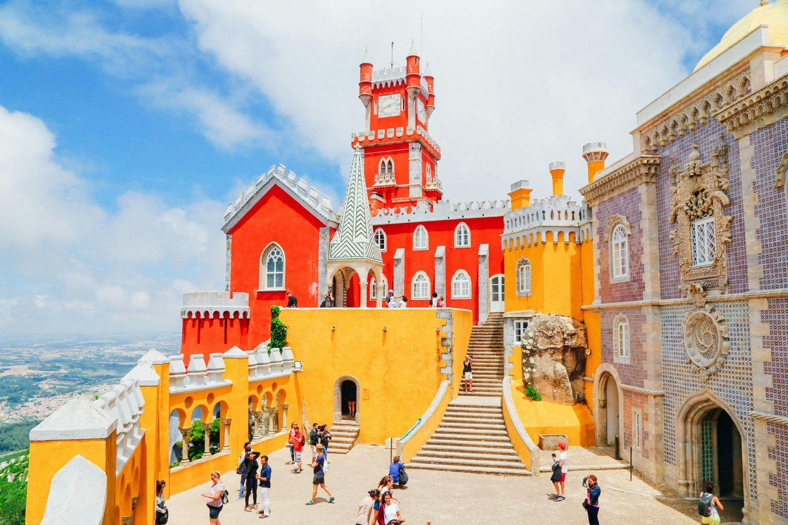 Colourful Sintra Castle during the annual Sintra Festival.