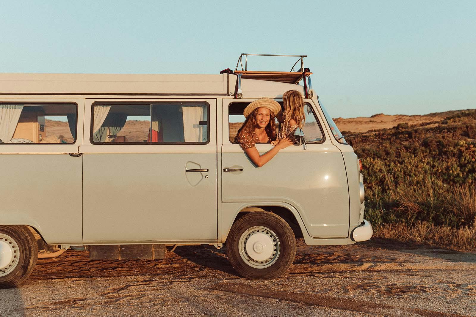 Family enjoying a stress free campervan holiday in Portugal.