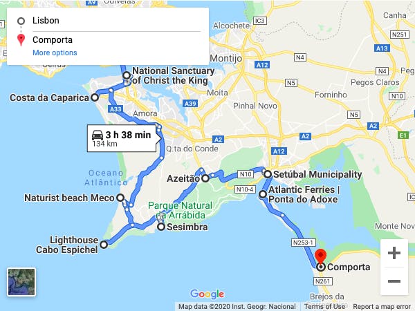 Part 1 of Lisbon to Algarve with a stop over in Comporta.