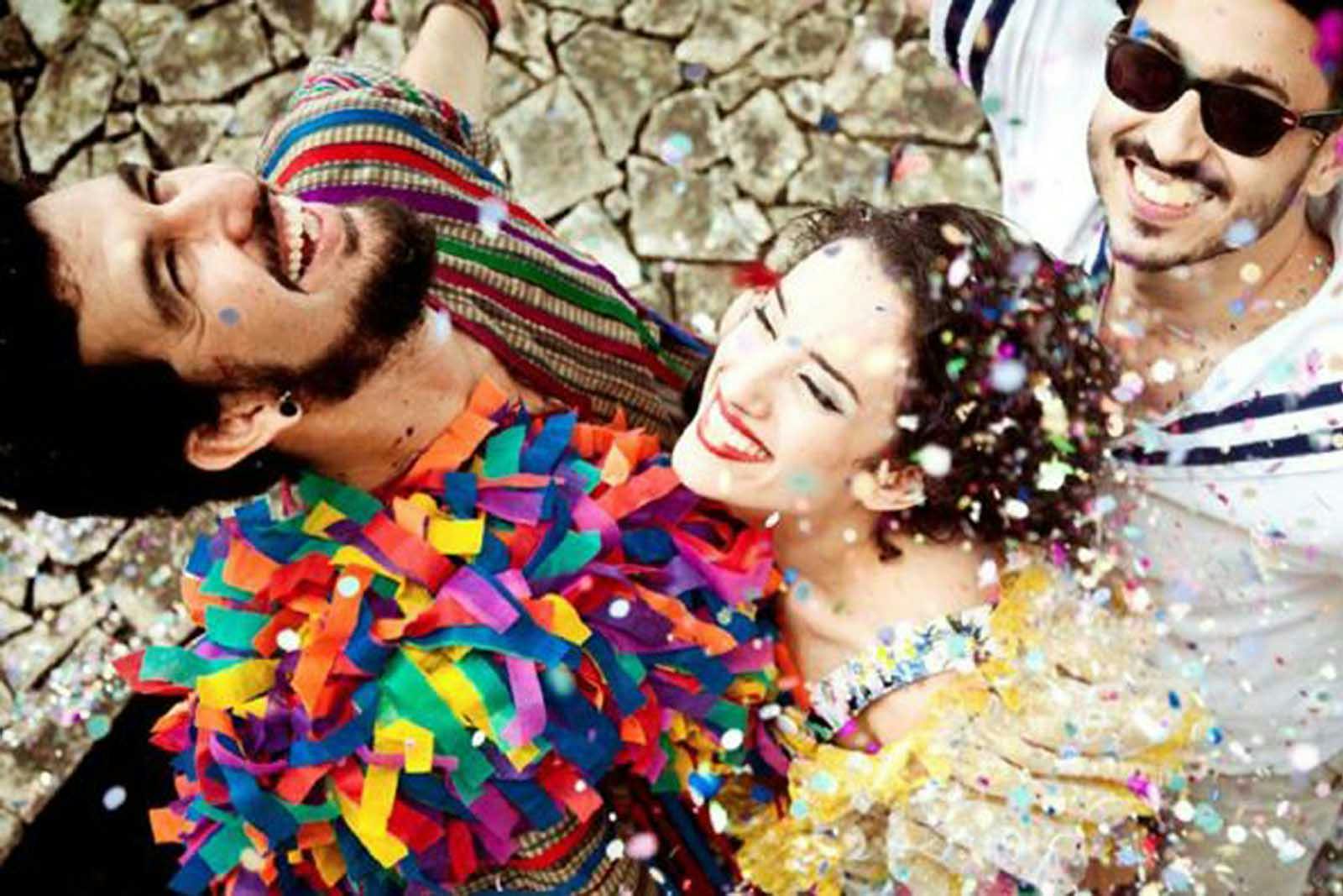 Friends celebrating Carnaval, Portugal's best and biggest festival.