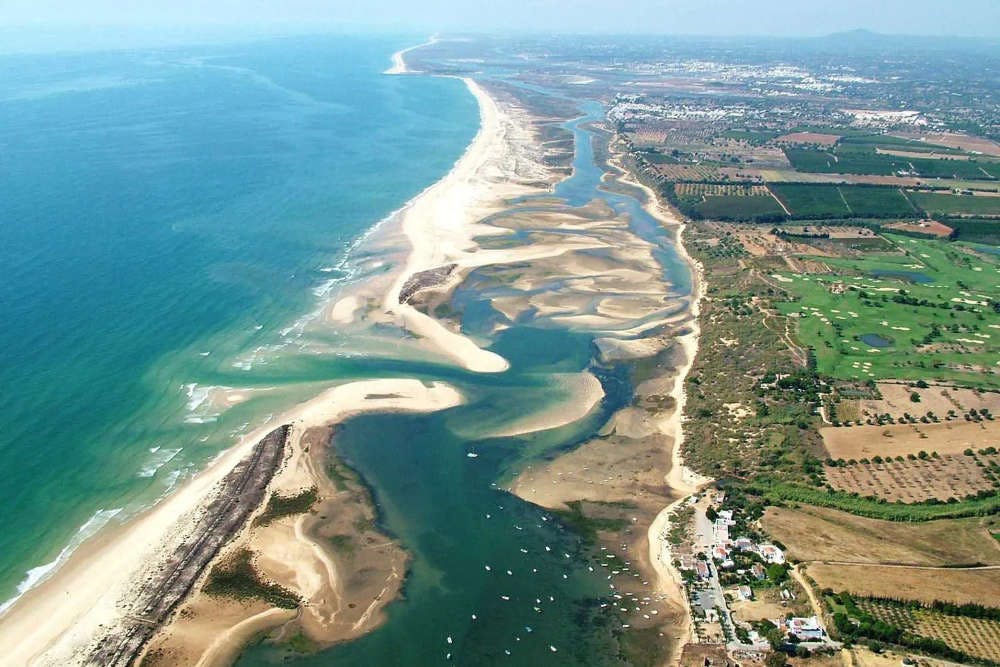 A drone shot of the Ria Formosa