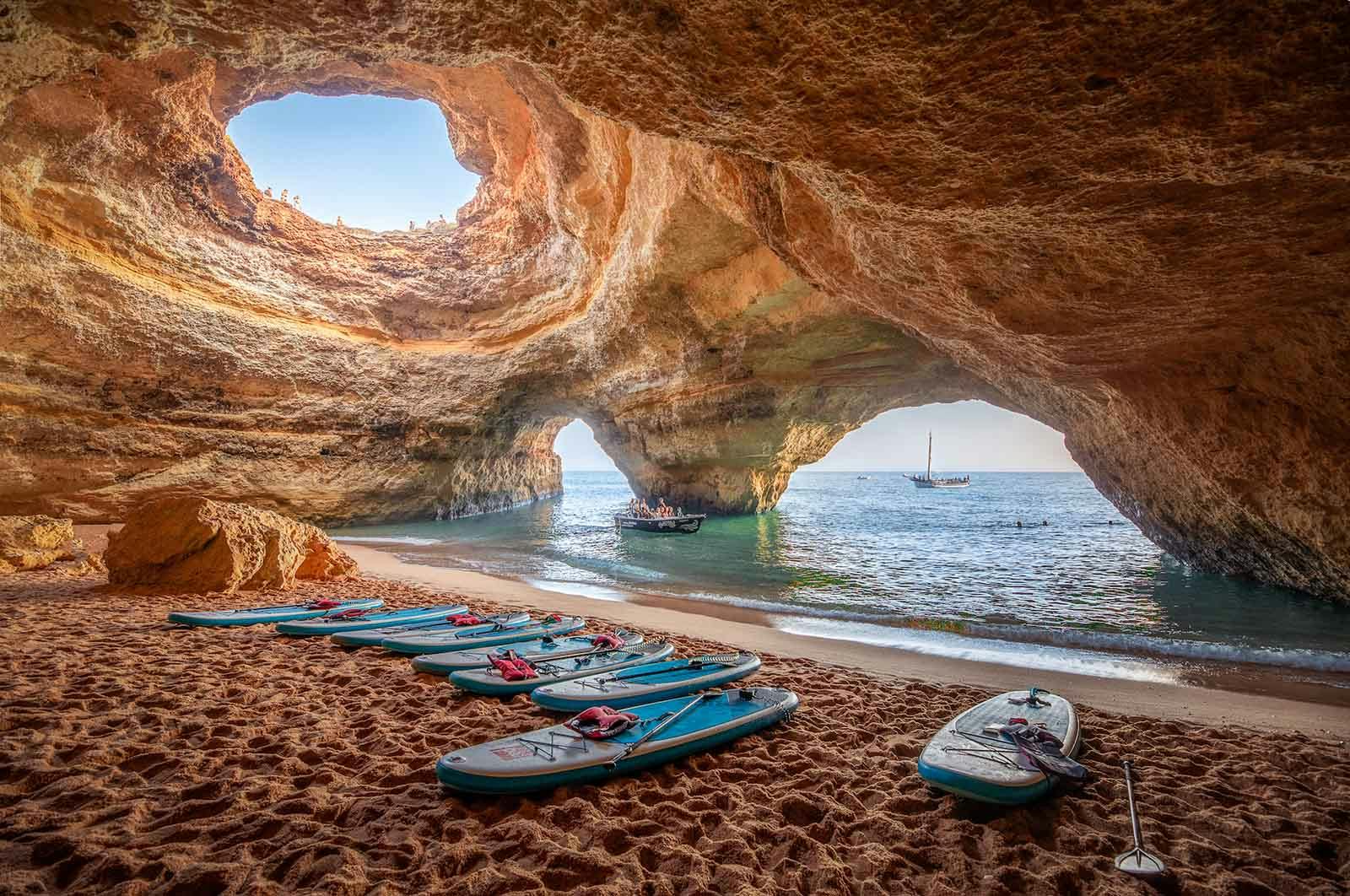 Kayak to Benagil cave at sunrise is often at the top of Algarve highlights lists.