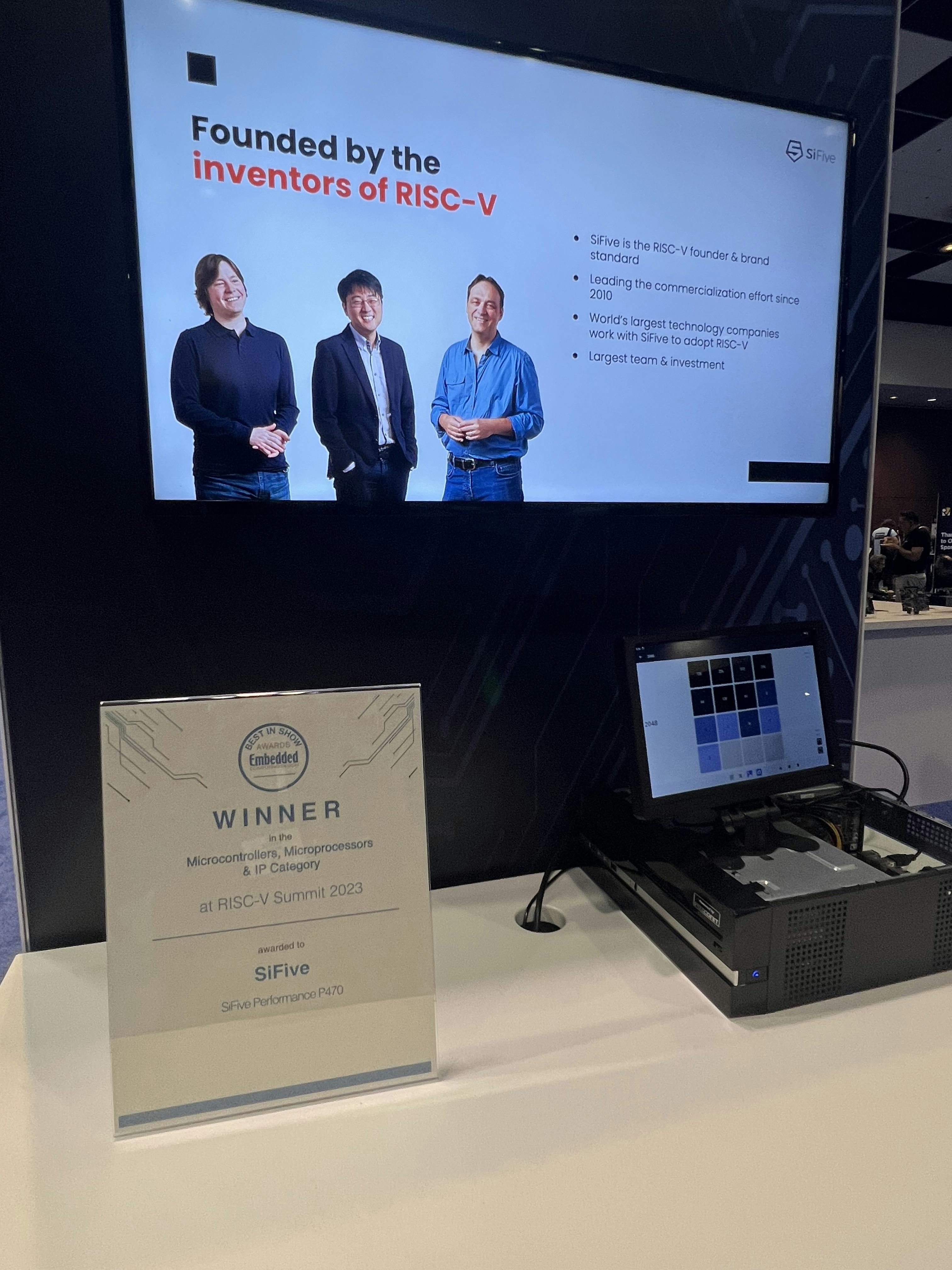 Award on deisplay in the SiFive booth in the Developer Zone at the RISC-V Summit