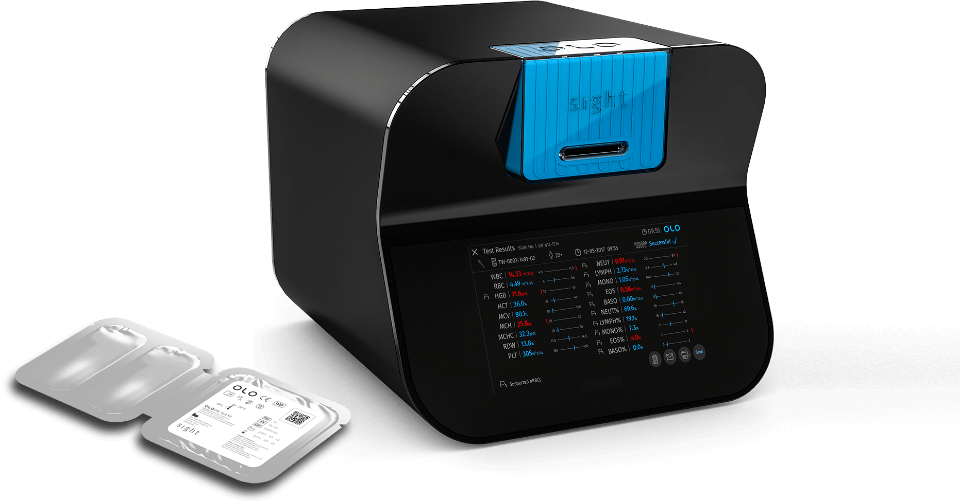 Olo device with test kit 