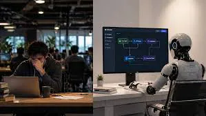 photo of human vs ai coding