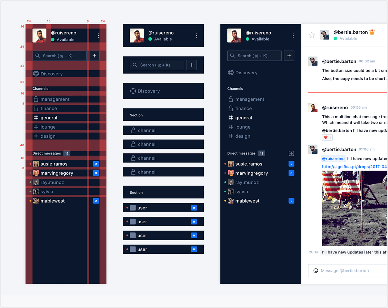 Redlines to aid the developer create complex components