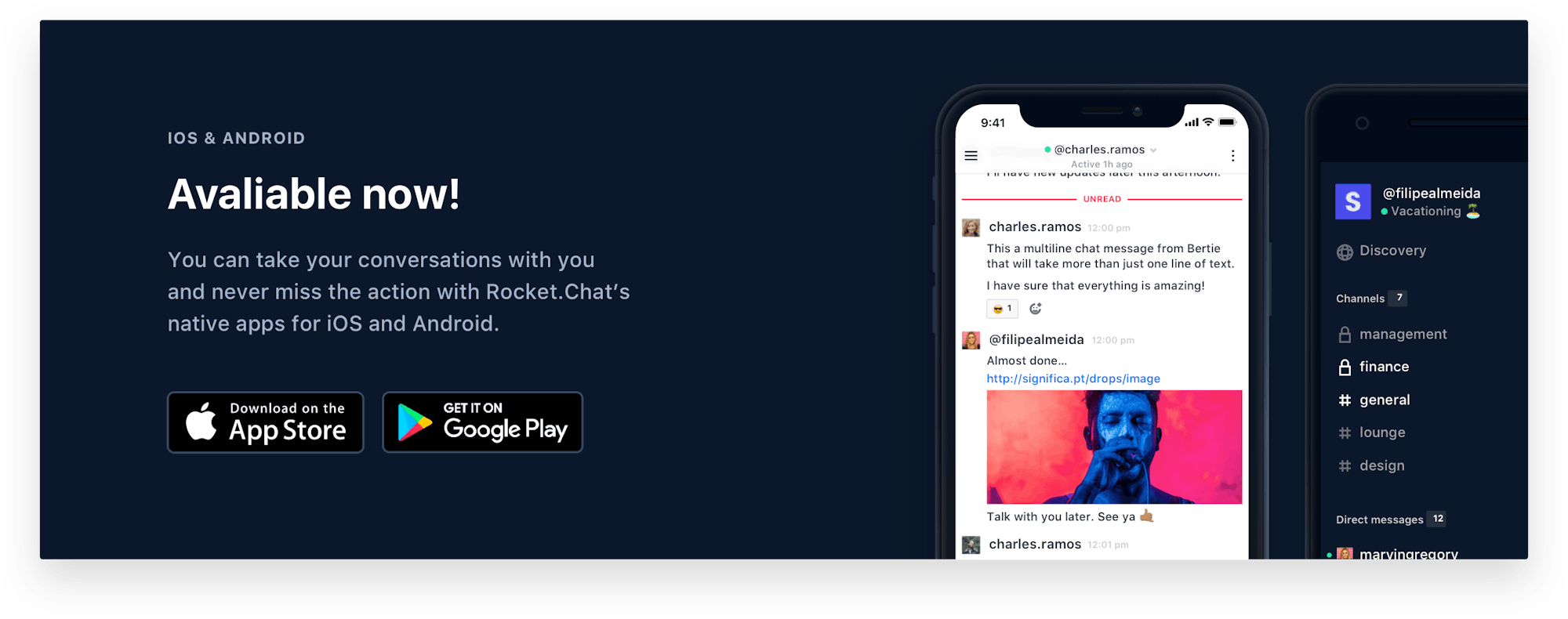 Rocket.Chat Available for iOS App and Android
