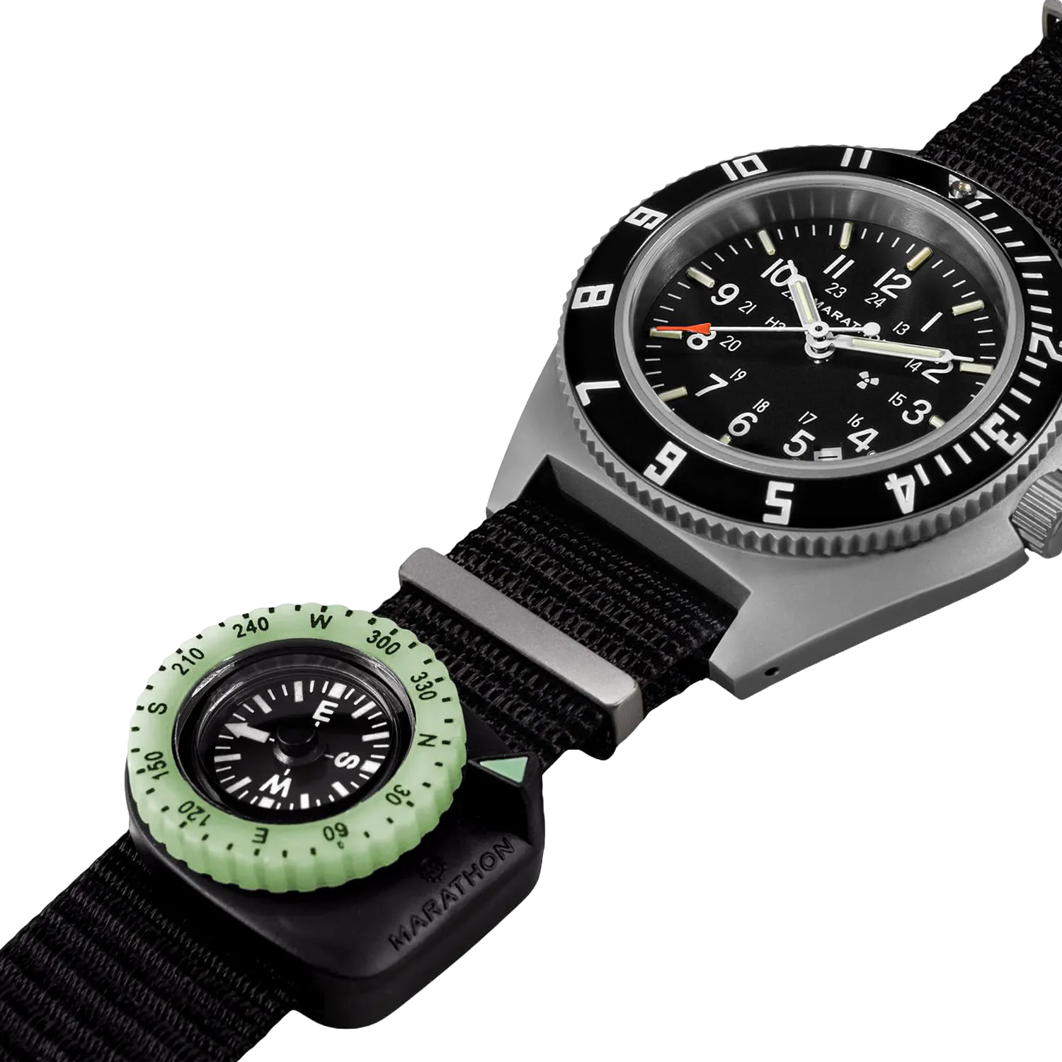 Marathon Watch with optional compass attachment for navigation