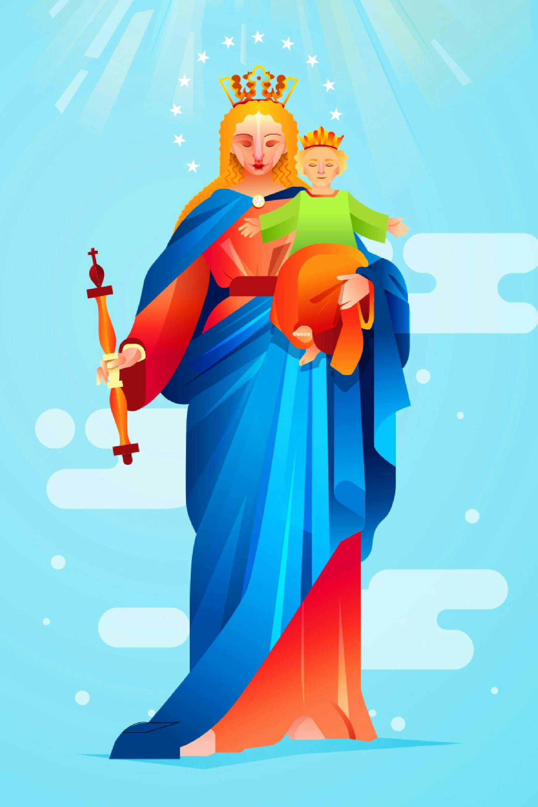 Maria Jesus Christian illustration
