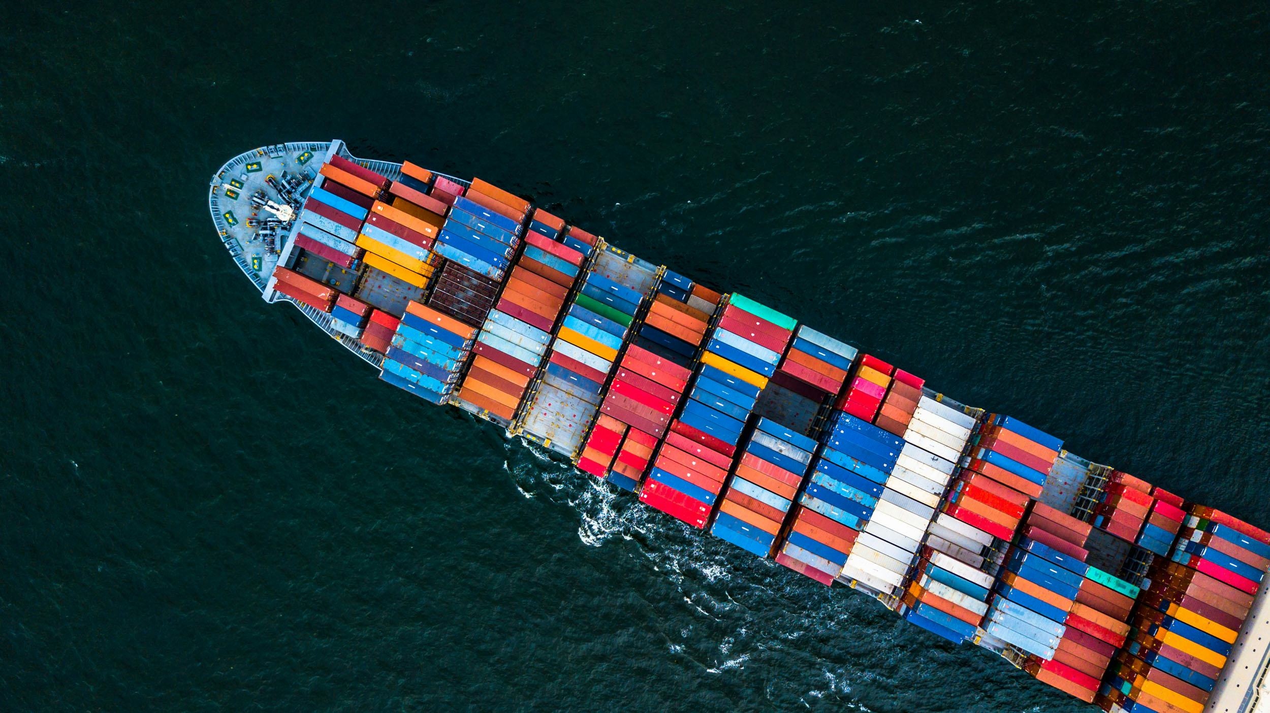 Shipping boat from above
