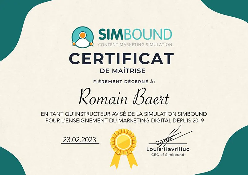 Romani Baert Certificate