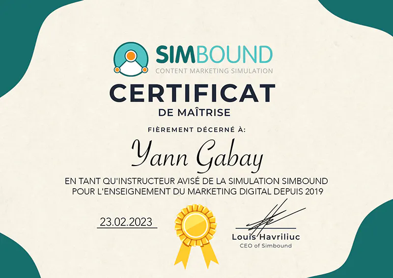 Yann Gabay Certificate