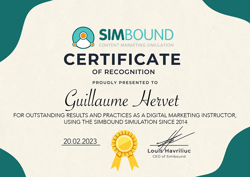 Guillaume Hervet Certificate