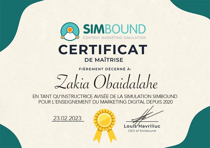 Zakia Obaidalahe Certificate