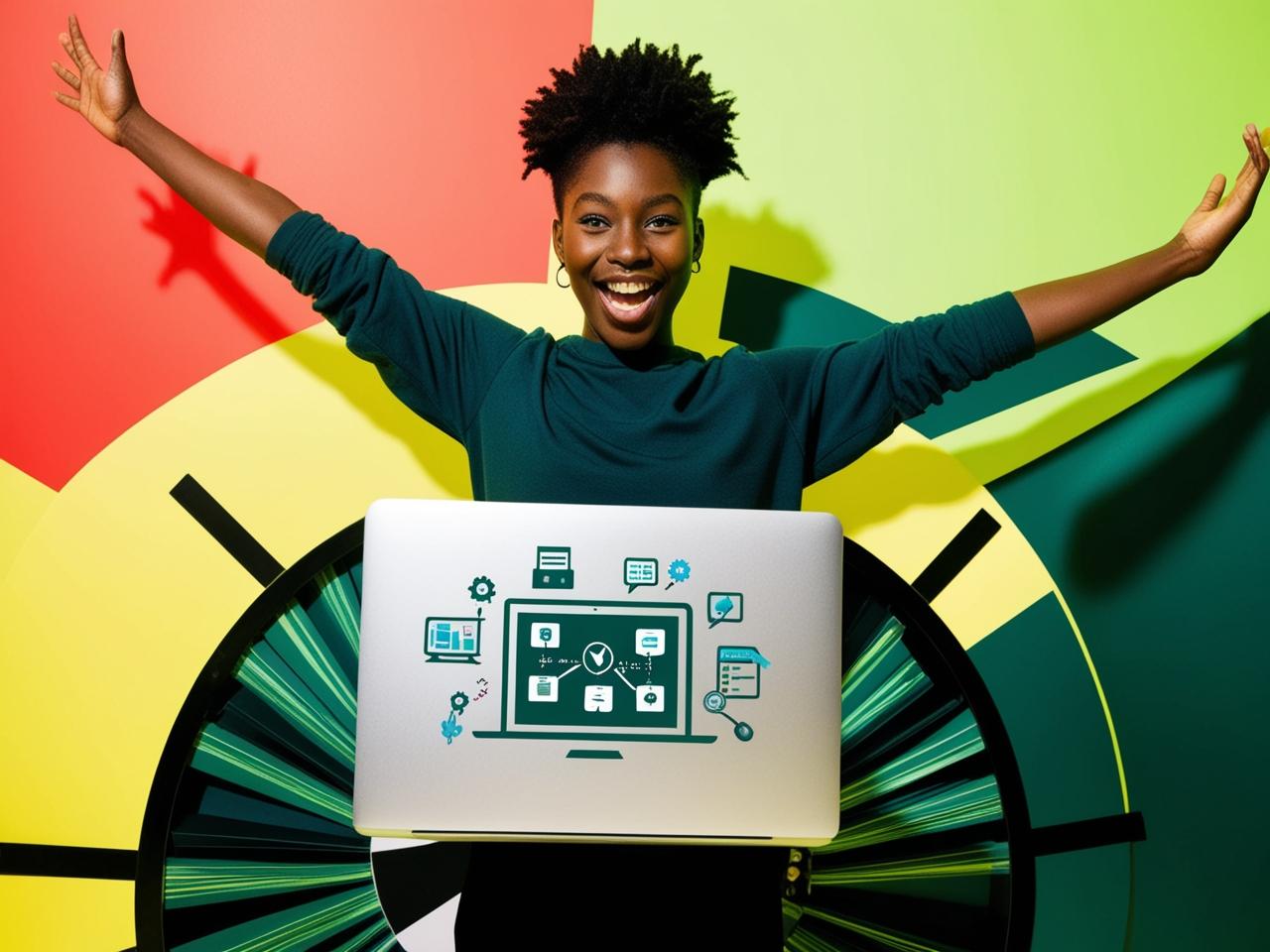 young adult learning with laptop