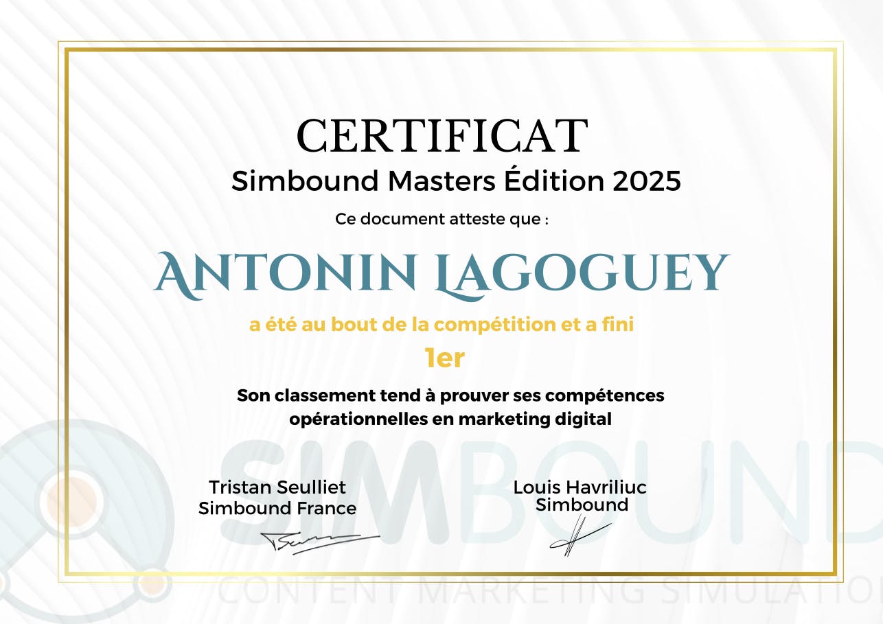 Certificate Masters 2025 - Antonin Lagoguey