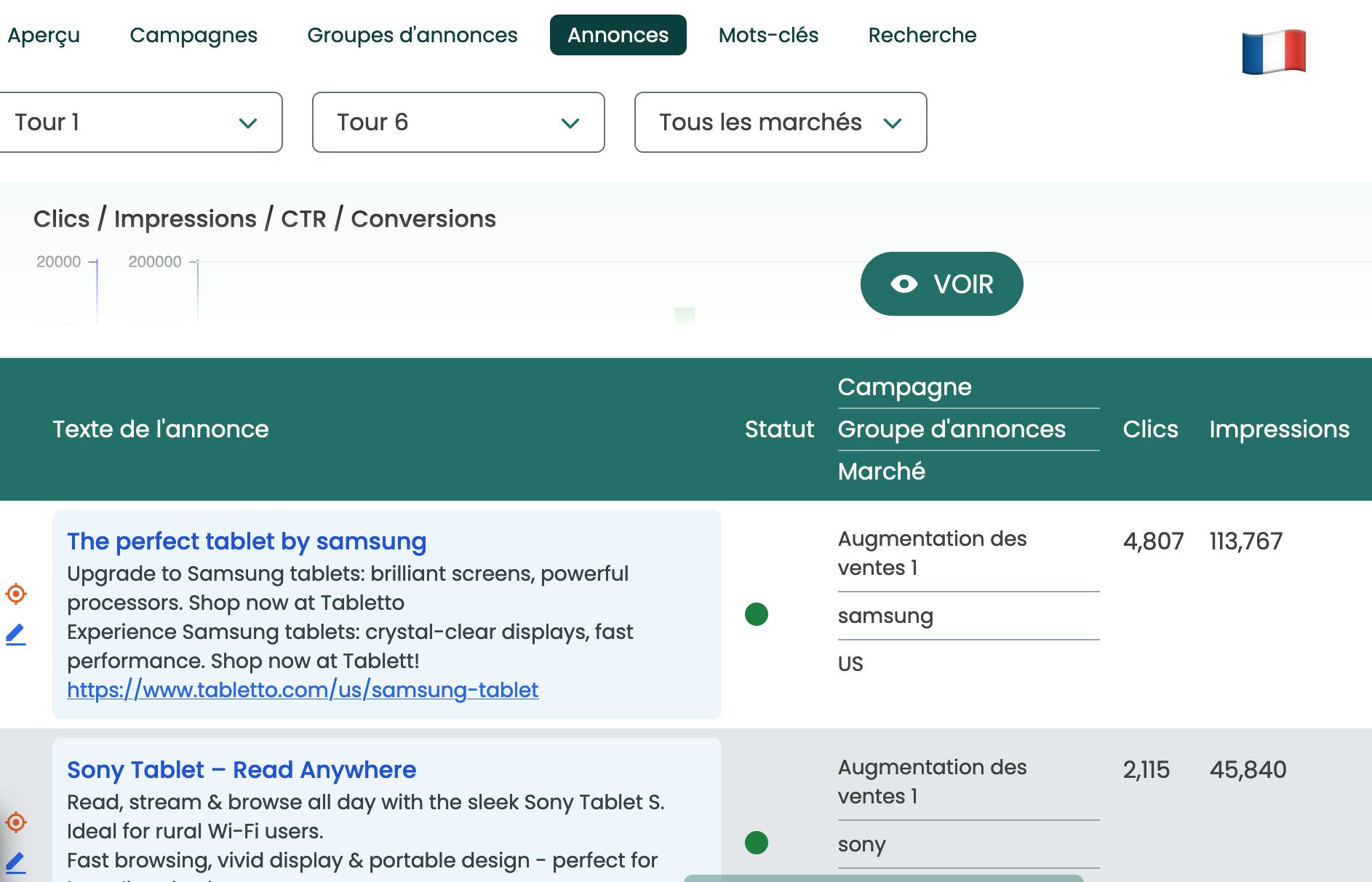 Simbound SEA Interface in French language