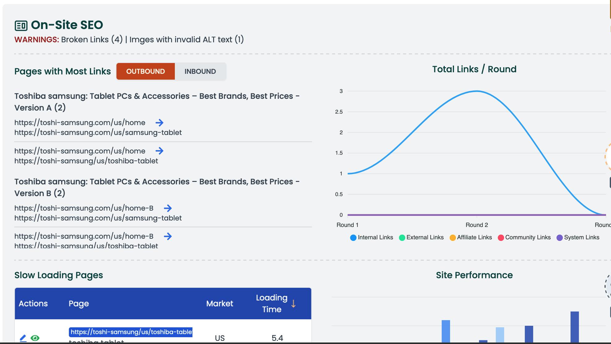 SEO Simulation Dashboard