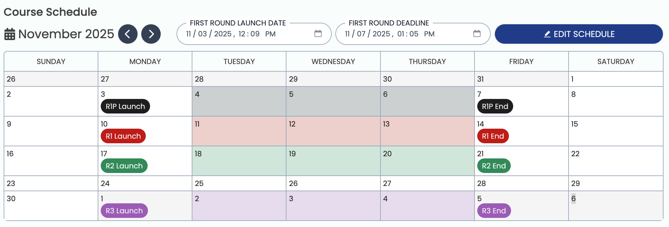 simbound course calendar view