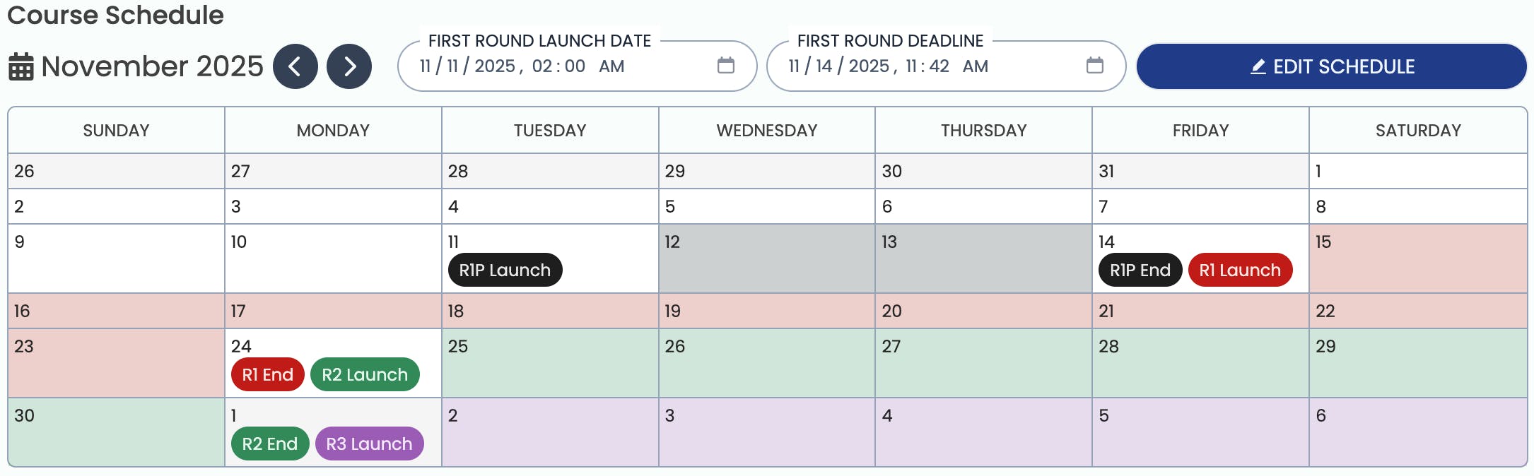 view of new Simbound calendar