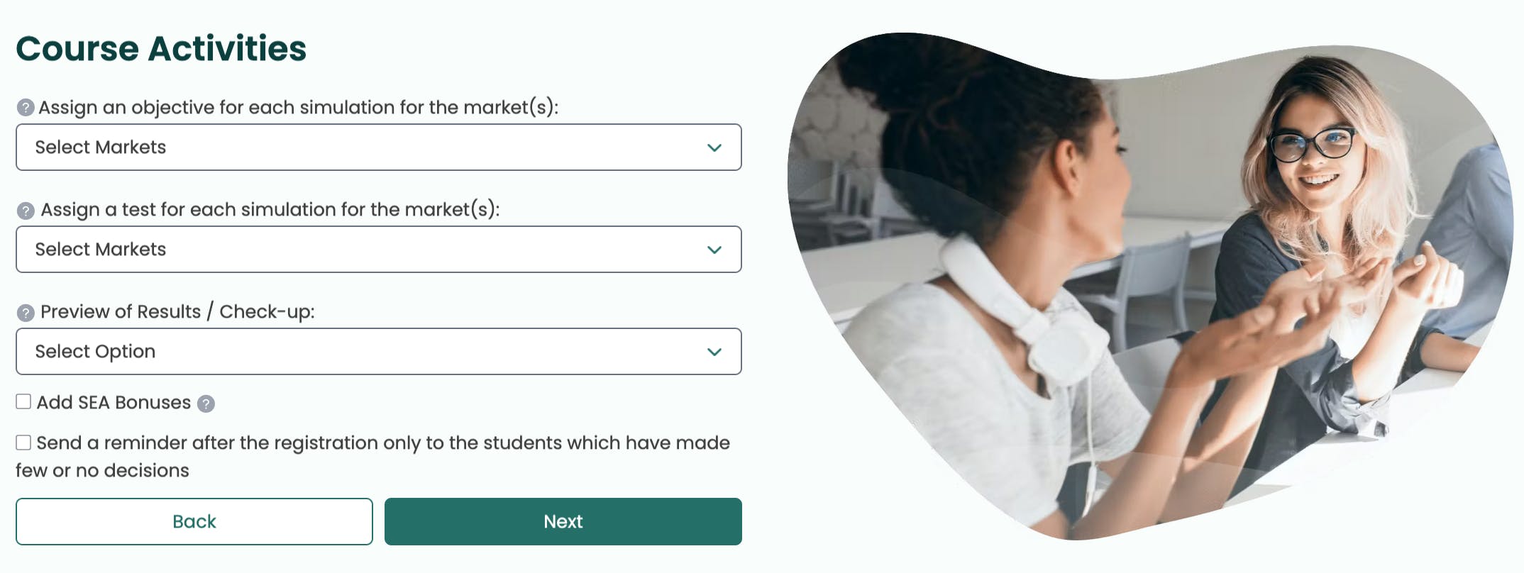objectives, bonuses, tests
