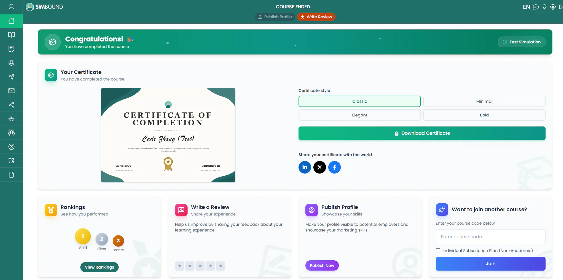 dashboard congratulations
