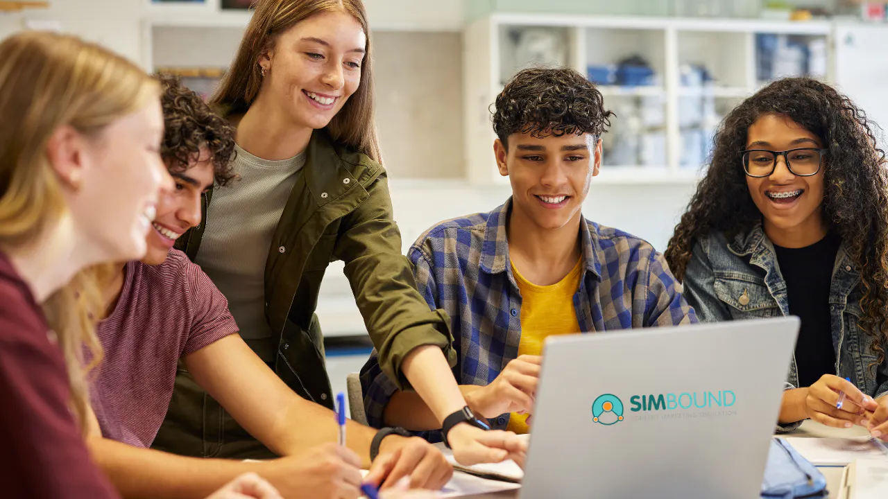students on laptop