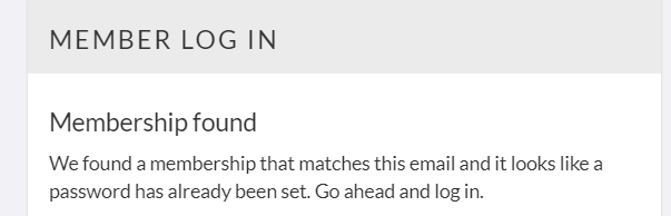 membership found message
