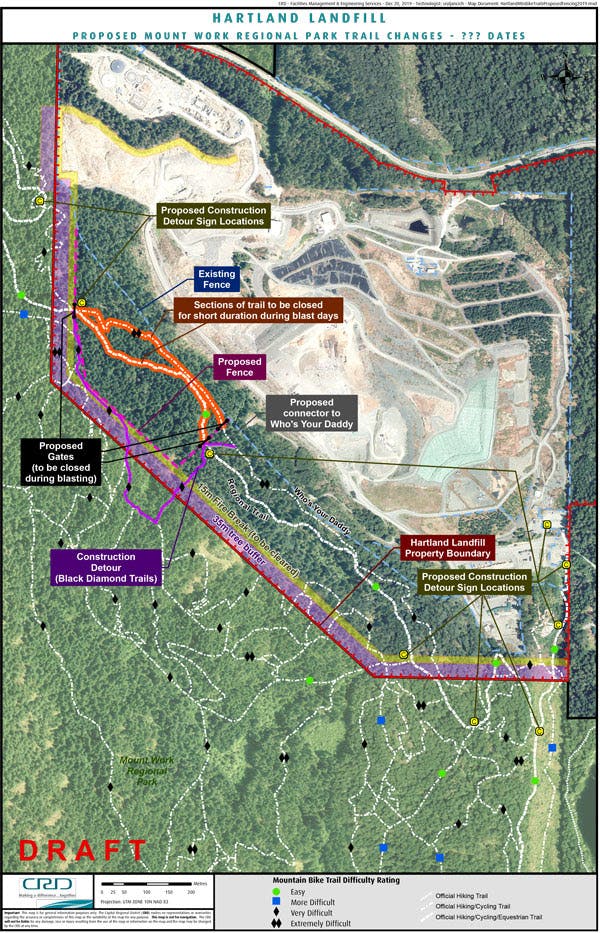 Proposed changes to Hartland trail network