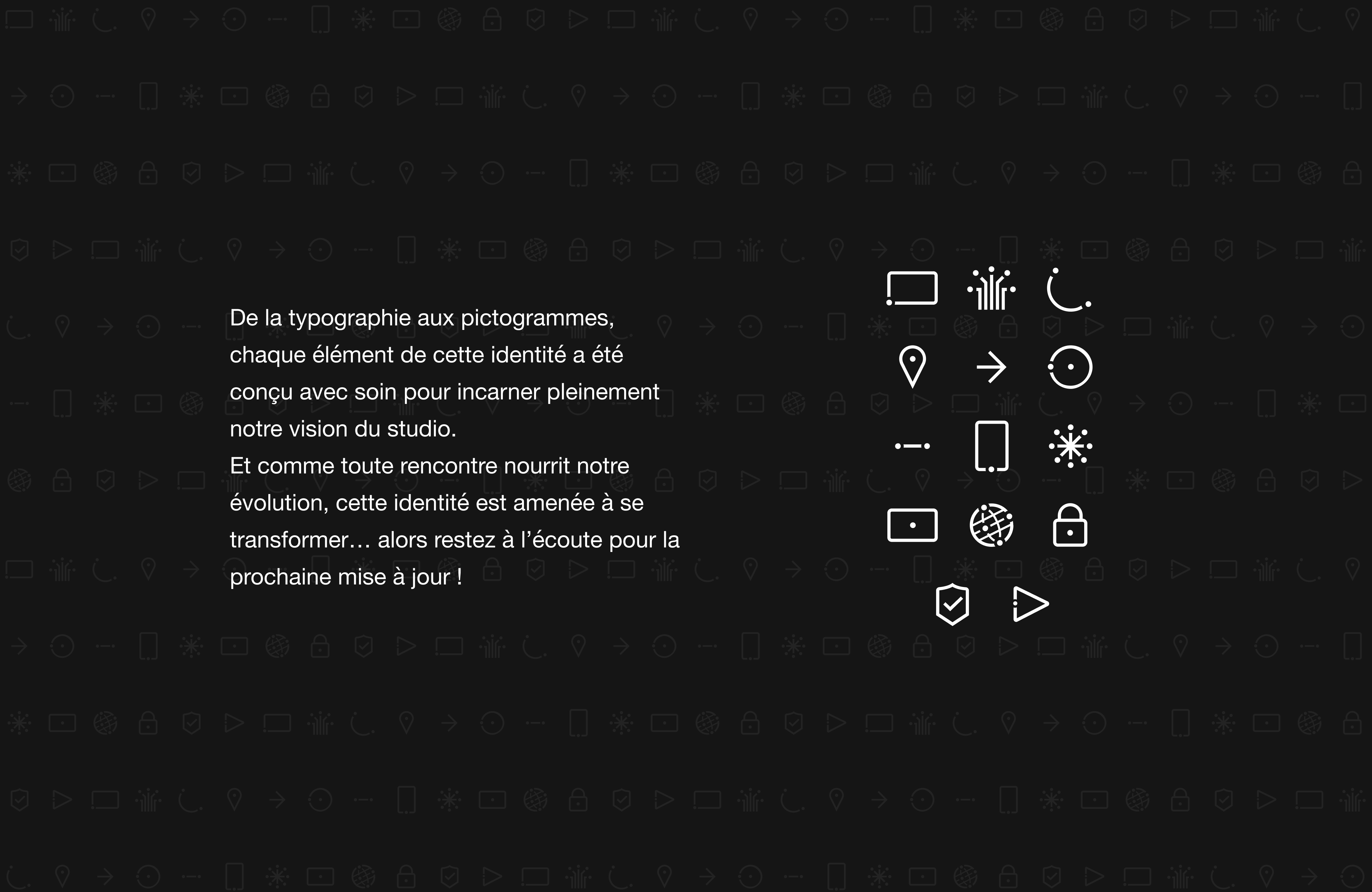 L'affirmation de chaque branche de Tims est passée par l'ajout au logo de la spécialité, mais également par la création de pictogrammes spécifiques pour chacune d'entre elles.   De cette manière, chaque service dispose de son pictogramme de reconnaissance et le style graphique peut se décliner à travers les différents usages de sigle pour conserver une consistance tout en suivant l'évolution de Tims face aux futurs enjeux de leurs clients.