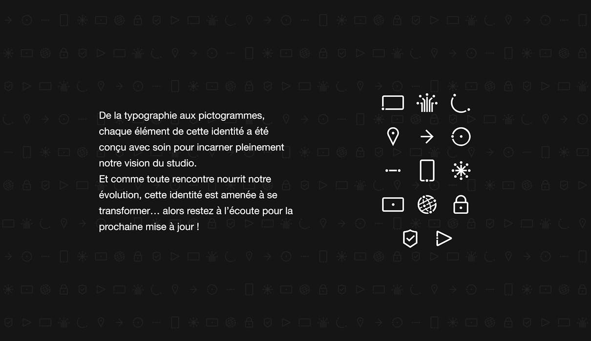 L'affirmation de chaque branche de Tims est passée par l'ajout au logo de la spécialité, mais également par la création de pictogrammes spécifiques pour chacune d'entre elles.
De cette manière, chaque service dispose de son pictogramme de reconnaissance et le style graphique peut se décliner à travers les différents usages de sigle pour conserver une consistance tout en suivant l'évolution de Tims face aux futurs enjeux de leurs clients.