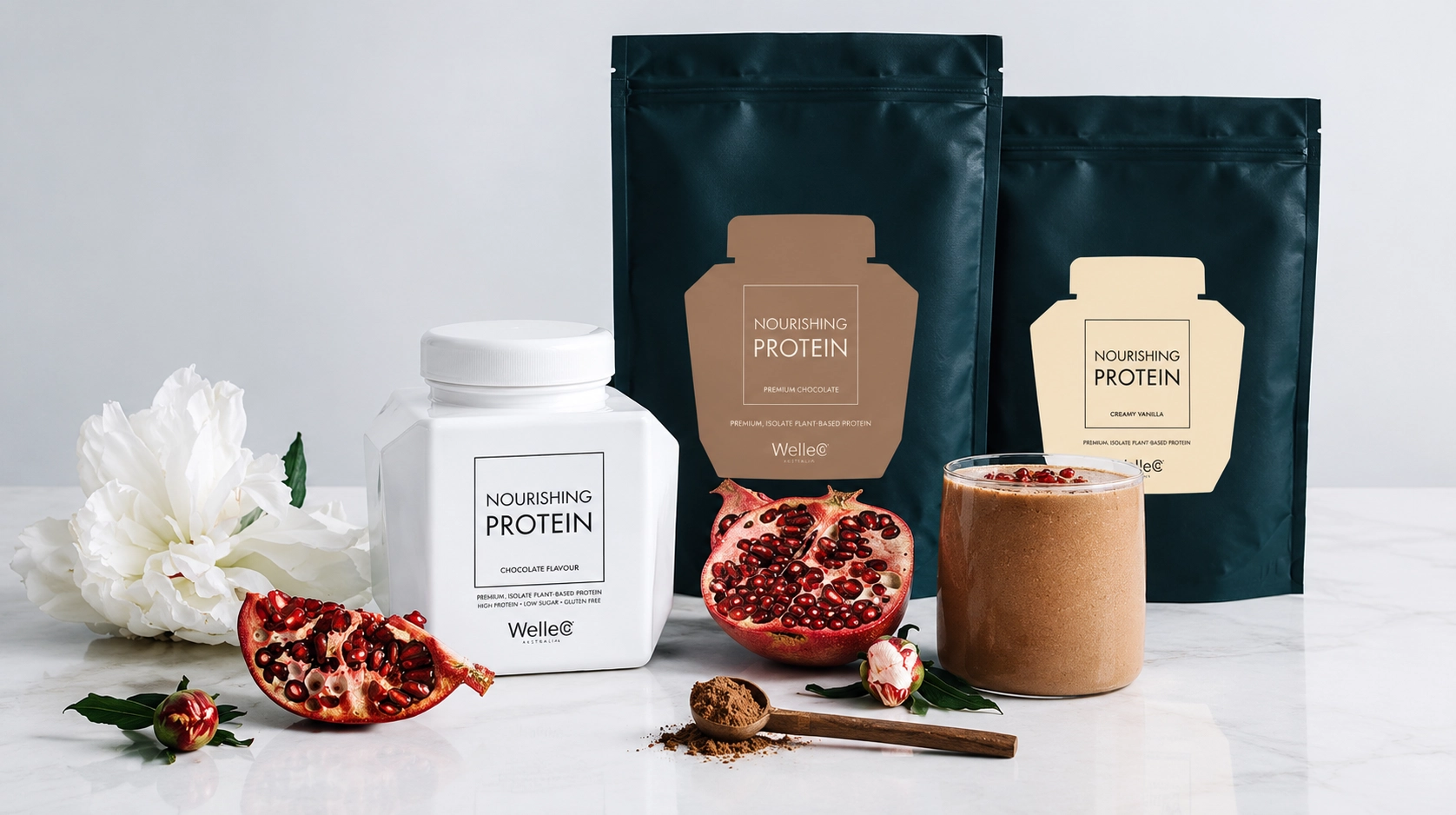 WelleCo — the iconic faceted jar of The Super Elixir and refill packaging