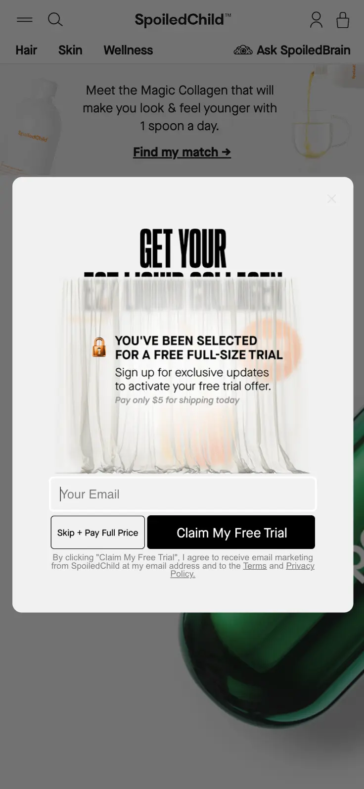 Example of a pop-up on a smartphone