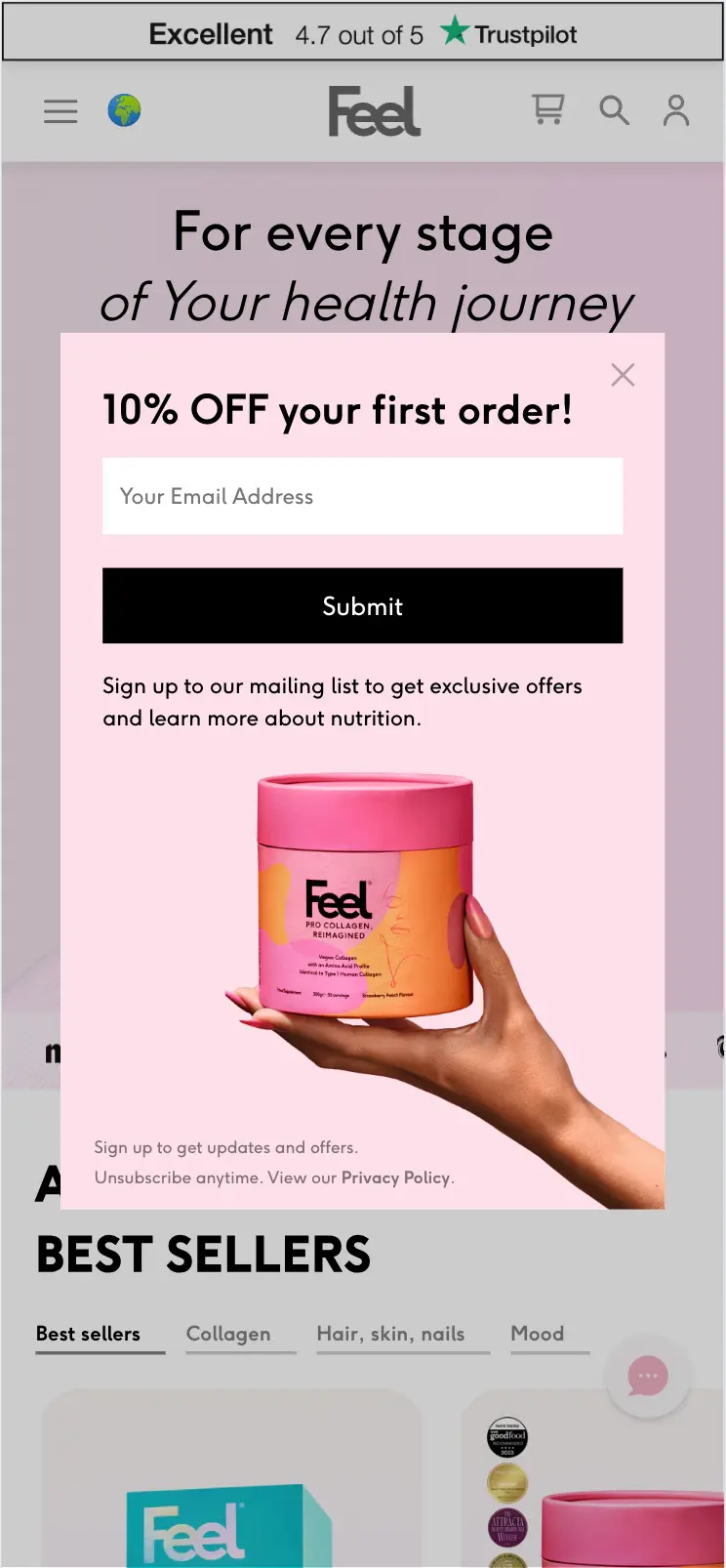 Example of a pop-up on a smartphone