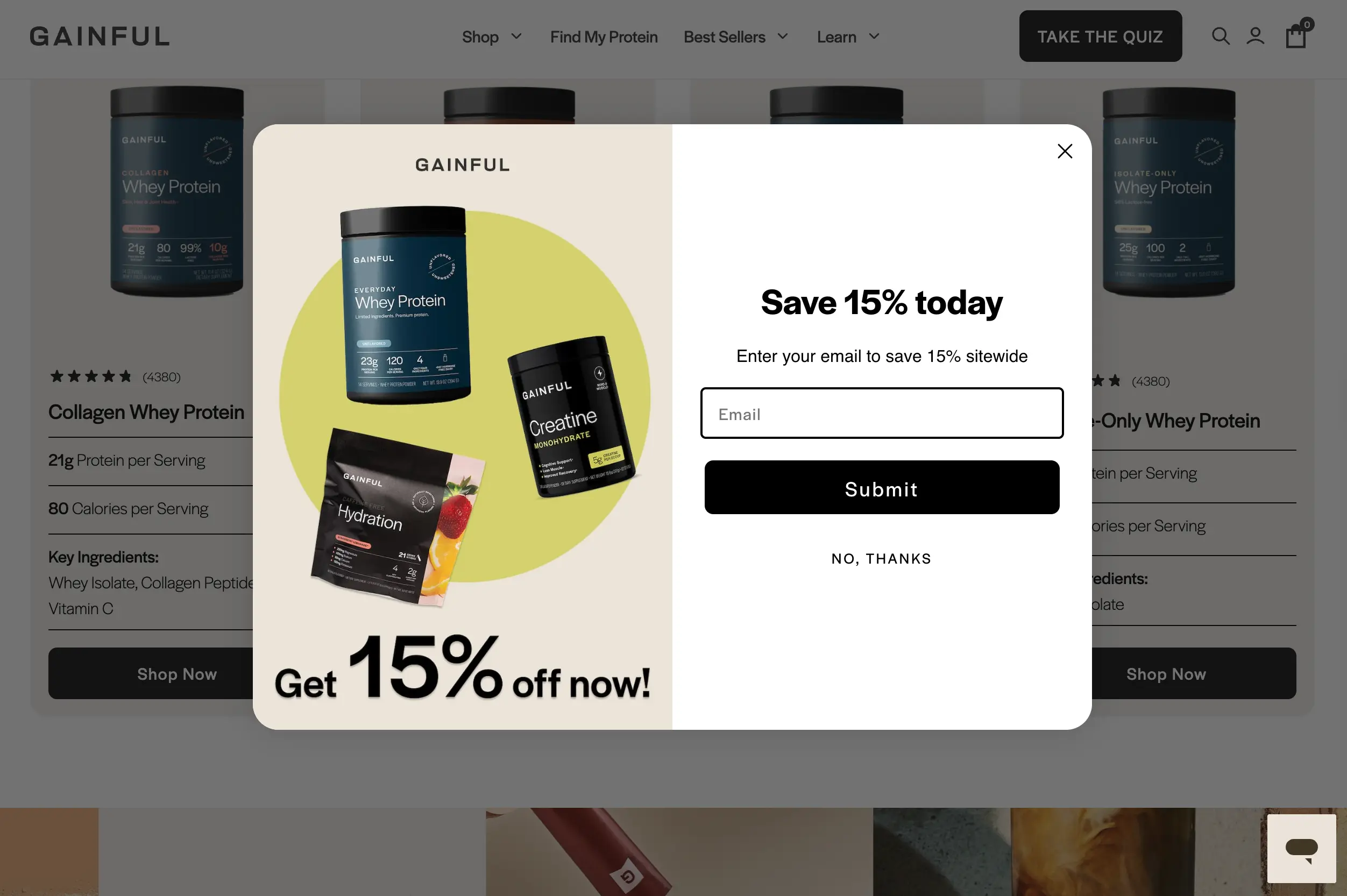 Pop-up on the home page