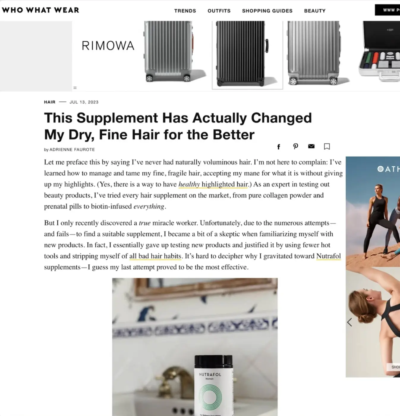 Nutrafol featured on a reputable website