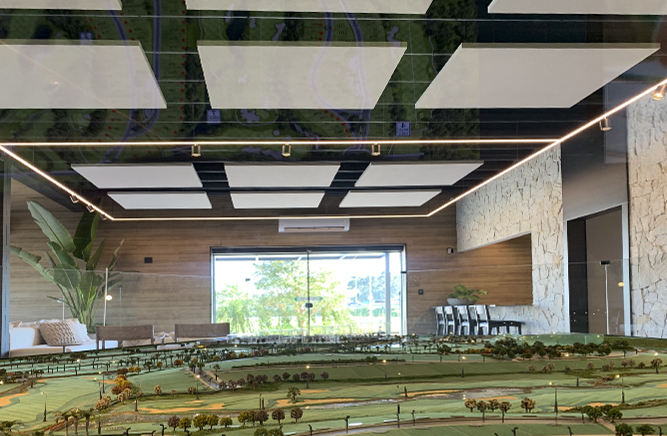 Projetos com nuvens acústicas quadradas divisystem