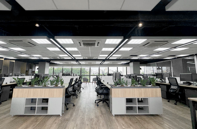 forro modular calla instalado em ilha de forro suspensa