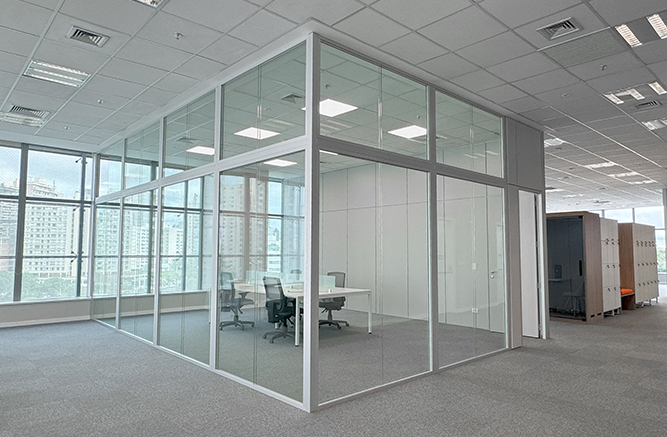 Divisórias piso teto alto padrão com vidro duplo para escritório