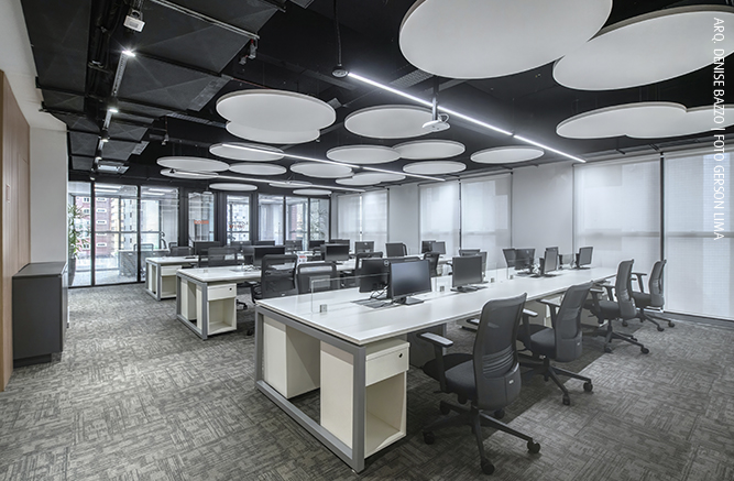 nuvem acústica suspensa por cabo de aço