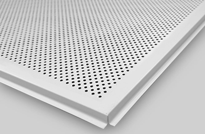 forro metálico perfurado redondo com instalação com perfil clicado principal t 15 mm